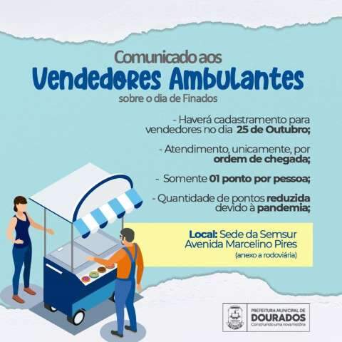 Dourados inicia cadastramento de ambulantes para trabalho no Dia de Finados