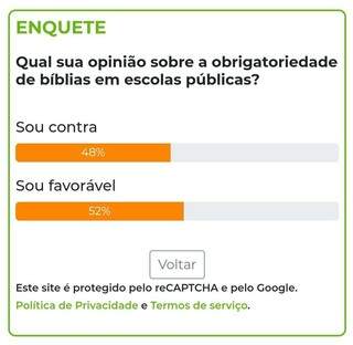 Em vota&ccedil;&atilde;o acirrada, leitores se dividem em rela&ccedil;&atilde;o a obrigatoriedade da B&iacute;blia