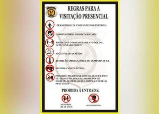 No site da Agepen, as regras para visita presencial nos presídios de MS. (Foto: Reprodução)
