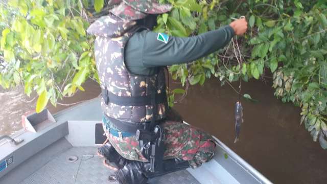 Em opera&ccedil;&atilde;o, PMA aborda 22 barcos e apreende petrechos ilegais no Rio Taquari 