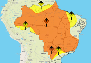 No mapa, todas as cidades de Mato Grosso do Sul estão sob alerta. (Foto: Reprodução/Inmet) 