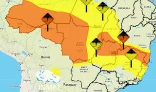 Instituto colocou nove cidades em alerta de temporal até amanhã. (Fonte: Inmet)