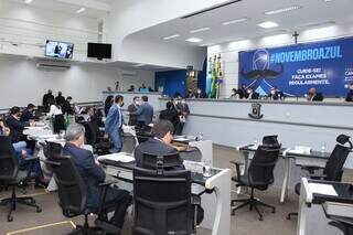 Vereadores durante sessão ordinária na Câmara Municipal de Campo Grande. (Foto: Divulgação/CMCG)