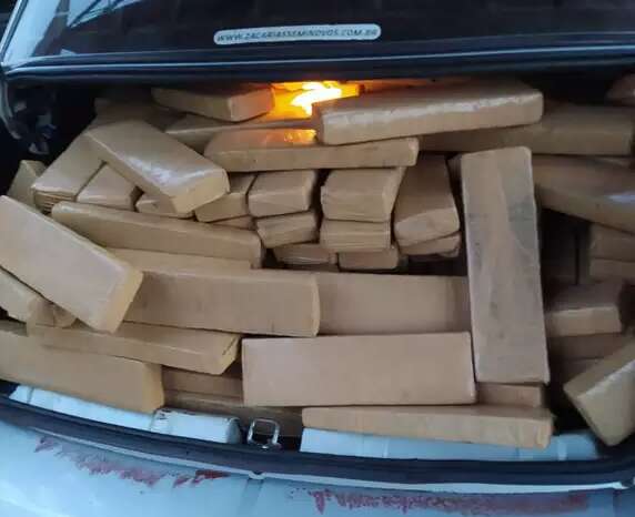 Dupla &eacute; presa transportando meia tonelada de maconha em carro roubado