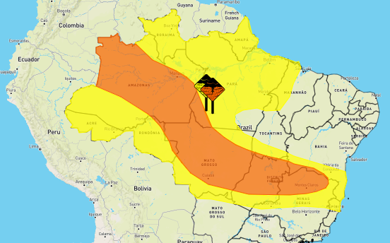 Meteorologia emite alerta de chuvas intensas e ventos fortes para 7 cidades