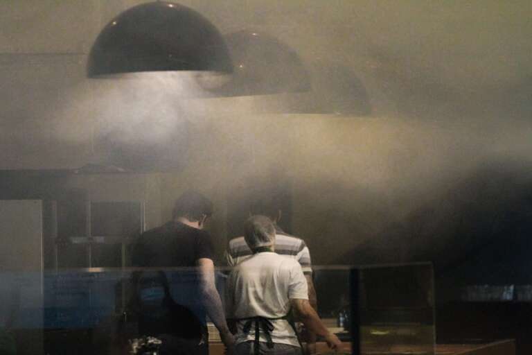 Foi simulado um incêndio na churrascaria (Foto: Marcos Maluf)