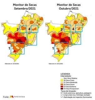 Comparativo da seca entre setembro e outubro (Foto: Divulgação/Clima Tempo)