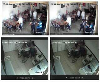 Imagens de câmera de segurança mostram agressividade de dirigente contra idosos. (Foto: Reprodução processo)