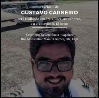 Informações sobre velório de Gustavo foi publicada por amigo. (Foto: Redes Sociais)