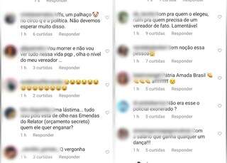 Nas redes sociais do Campo Grande News vídeo do vereador dançarino repercutiu negativamente. (Imagem: Reprodução/Rede Social)