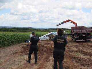 Aeronave resgatada pela PF do RS, início da investigação. (Foto: Divulgação/PF RS)