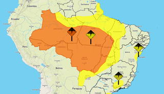 Faixa laranja indica chuvas intensas para Mato Grosso do Sul (Foto: reprodução / Inmet)