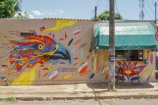 Muro no bar da Dona Tiana, pintado por Luis. (Foto: Marcos Maluf)