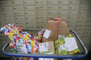 Presentes que já foram entregues aos Correios pelos padrinhos estão sendo distribuídos. (Foto: Paulo Francis)