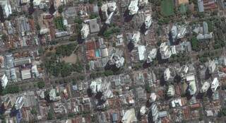 Imagem aérea da região da Praça do Rádio. (Foto: Reprodução Simgeo)