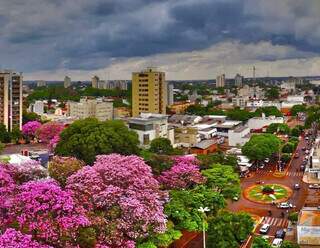 Vista aérea da cidade de Dourados, que faz aniversário hoje. (Foto: Divulgação)