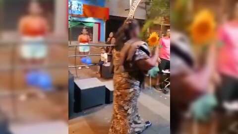 Mulher é flagrada arrancando girassol de decoração da Rua 14 de Julho