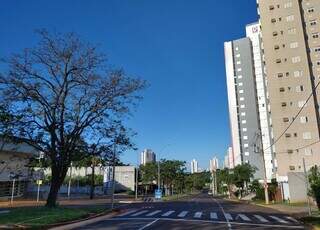Céu azul na manhã deste domingo em Campo Grande (Foto: Paulo Francis)