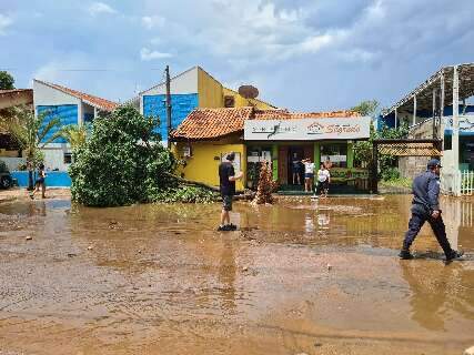 Passageiro, temporal alaga ruas e derruba pelo menos 15 árvores em Bonito