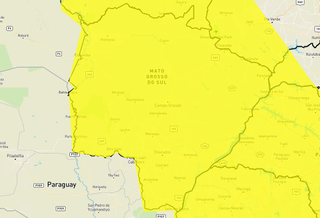 Faixa amarela indica tempestade para todo o Estado (Foto: reprodução / Inmet) 
