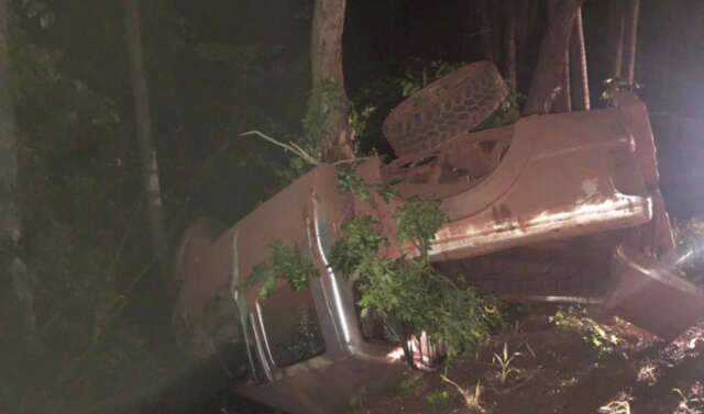 Motorista atropela anta, perde controle da dire&ccedil;&atilde;o e capota carro na BR-262