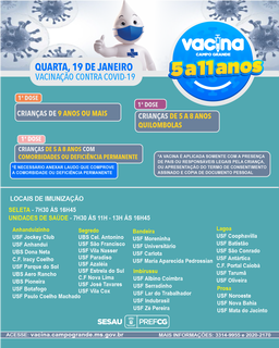 Calendário de vacinação das crianças desta quarta-feira. (Arte: Sesau)