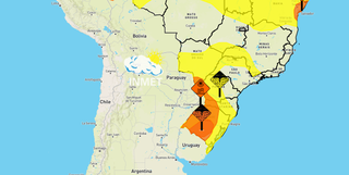 Alerta amarelo e laranja indicam previsão de tempestade e onda de calor no Estado. (Imagem: Reprodução/Inmet)
