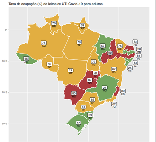 Mapa da Fiocruz em que Mato Grosso do Sul aparece entre os estados mais críticos. (Foto: Divulgação/Fiocruz)