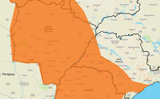 Faixa laranja em todo estado indica risco alto de tempestade (Foto: reprodução / Inmet) 