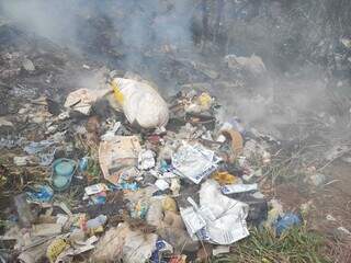 Lixo estava sendo queimado em área de preservação ambiental. (Foto: PMA)