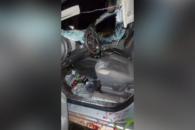 Carro colide em boi no meio da rodovia e fam&iacute;lia &eacute; socorrida por alunos da PM