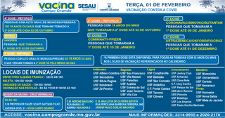 Calendário de vacinação para adolescentes e adultos da Capital. (Arte: Sesau)