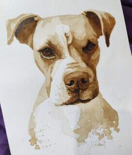 Ilustração de um cachorro feito pelas mãos da artista Hyali. (Foto: Arquivo Pessoal)