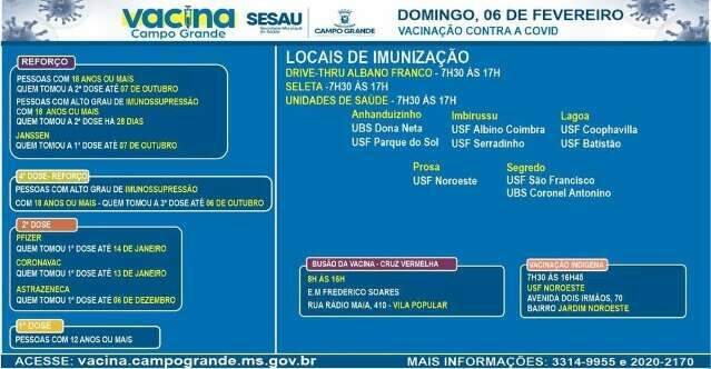 Confira onde se vacinar contra a covid-19 neste domingo 