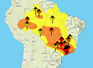 Alerta amarelo e laranja para algumas cidades de Mato Grosso do Sul. (Foto: Reprodução/Inmet)