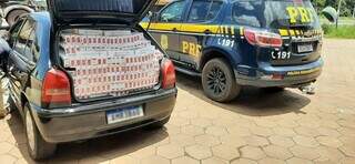Destino era SP, mas homem foi parar na PF com carro abarrotado de cigarros