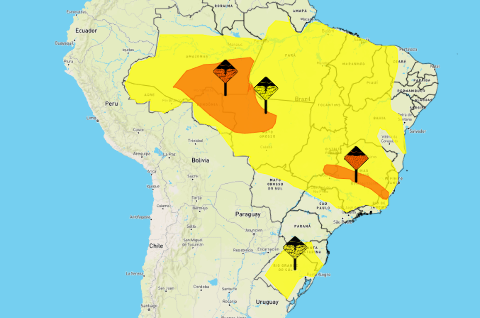 Vinte cidades de MS est&atilde;o sob alerta de chuvas intensas e ventos fortes 