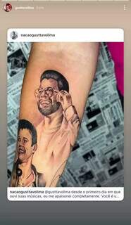 O cantor respostou a foto da tatuagem feita por Flávia. (Foto: Arquivo Pessoal)