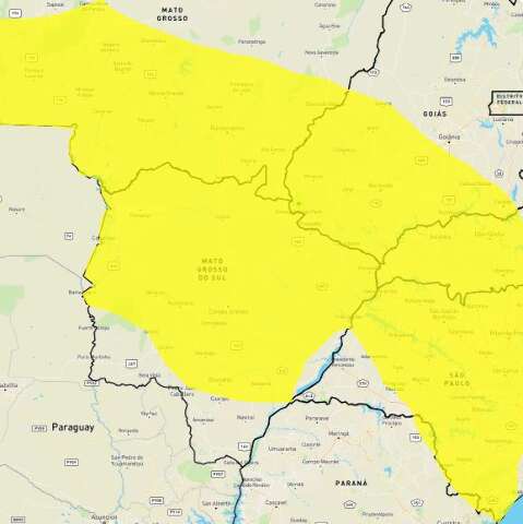  Novo alerta eleva para 64 o n&uacute;mero de cidades sob risco de chuvas intensas