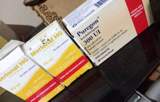 Alguns dos medicamentos usados para tratamento de infertilidade. (Foto: Arquivo pessoal)