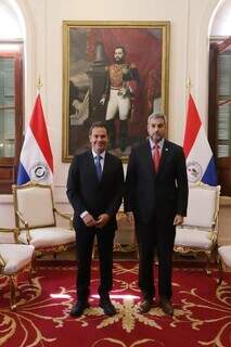 Prefeito Marquinhos e o presidente do Paraguai Mario Abdo. (Foto: Divulgação)