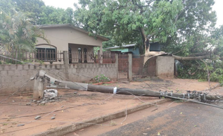 Temporal com granizo destelha casas, derruba &aacute;rvores e poste de energia el&eacute;trica