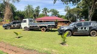 Caminhão apreendido hoje na chácara de Edmilson, em Maracaju (Foto: Divulgação)
