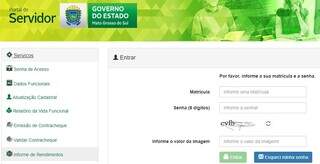 Portal do servidor do Governo do Estado. (Foto: Reprodução)