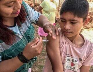 Child vaccinated in MS village.  (Photo: Advertising/SES)