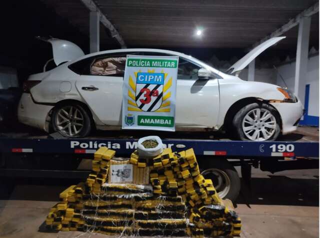 Em fuga, traficante bate em &aacute;rvore e acaba preso com 329 quilos de maconha