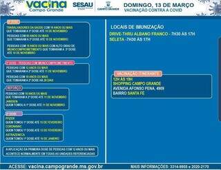 Calendário divulgado pela Prefeitura na noite deste sábado. (Foto: PMCG)