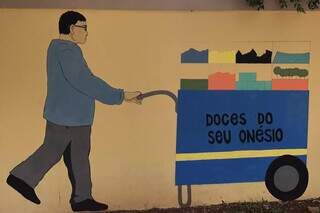 Vendedor de doces, Onésio foi homenageado em muro de escola. (Foto: Matheus Fernandes)