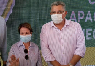 Ministra da Agricultura, Tereza Cristina e deputado estadual Evander Vendramini (PP). (Foto: Assessoria de imprensa)