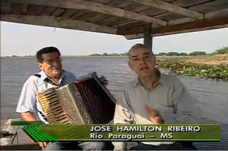 José Hamilton e Mario Zan, autor de Chalana, no Pantanal. (Foto: Reprodução/Globo Rural)